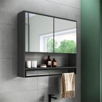 Armario Espelheira Suspenso 80 Cm 2 Portas E Toalheiro P1041 Grafite Pp Milani Store Grafite - 8