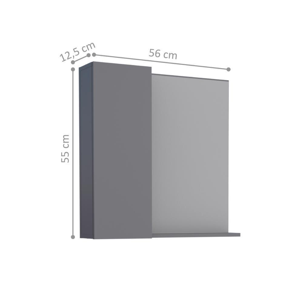 Espelheira Com 1 Porta Para Banheiro Abaeté Cinza - 3