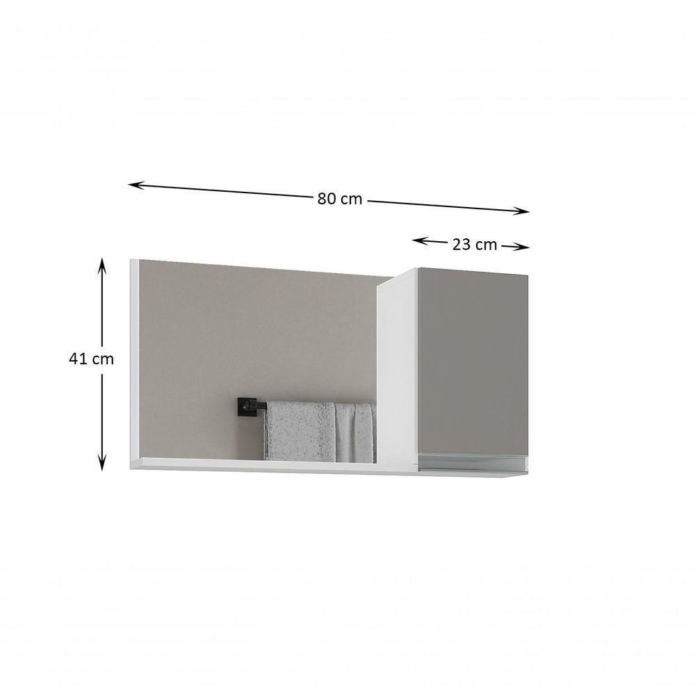 Espelheira 80cm Branco Cinza - 2