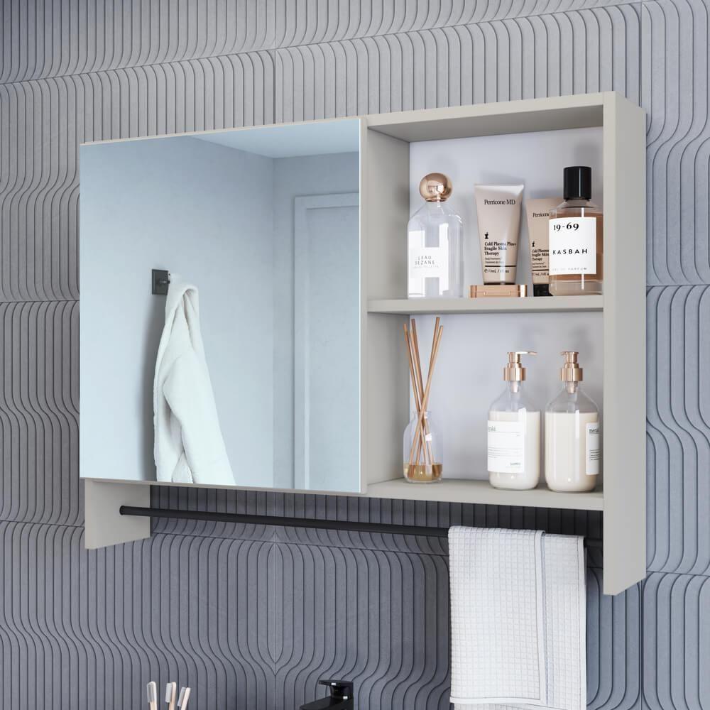 Armario Para Banheiro 01 Porta Com Espelho 80cm Arenas Proddy Arenas - 2