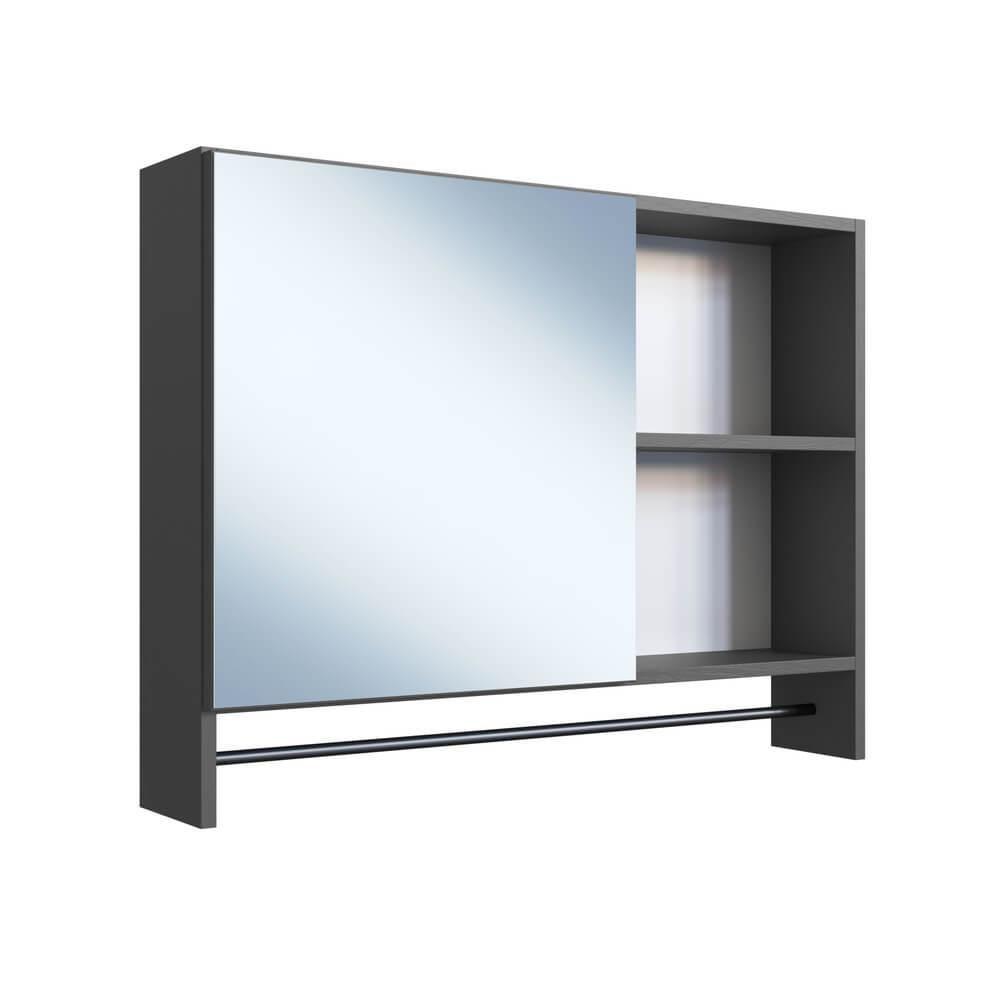 Armario Para Banheiro 01 Porta Com Espelho 80cm Grafite Proddy Grafite - 1