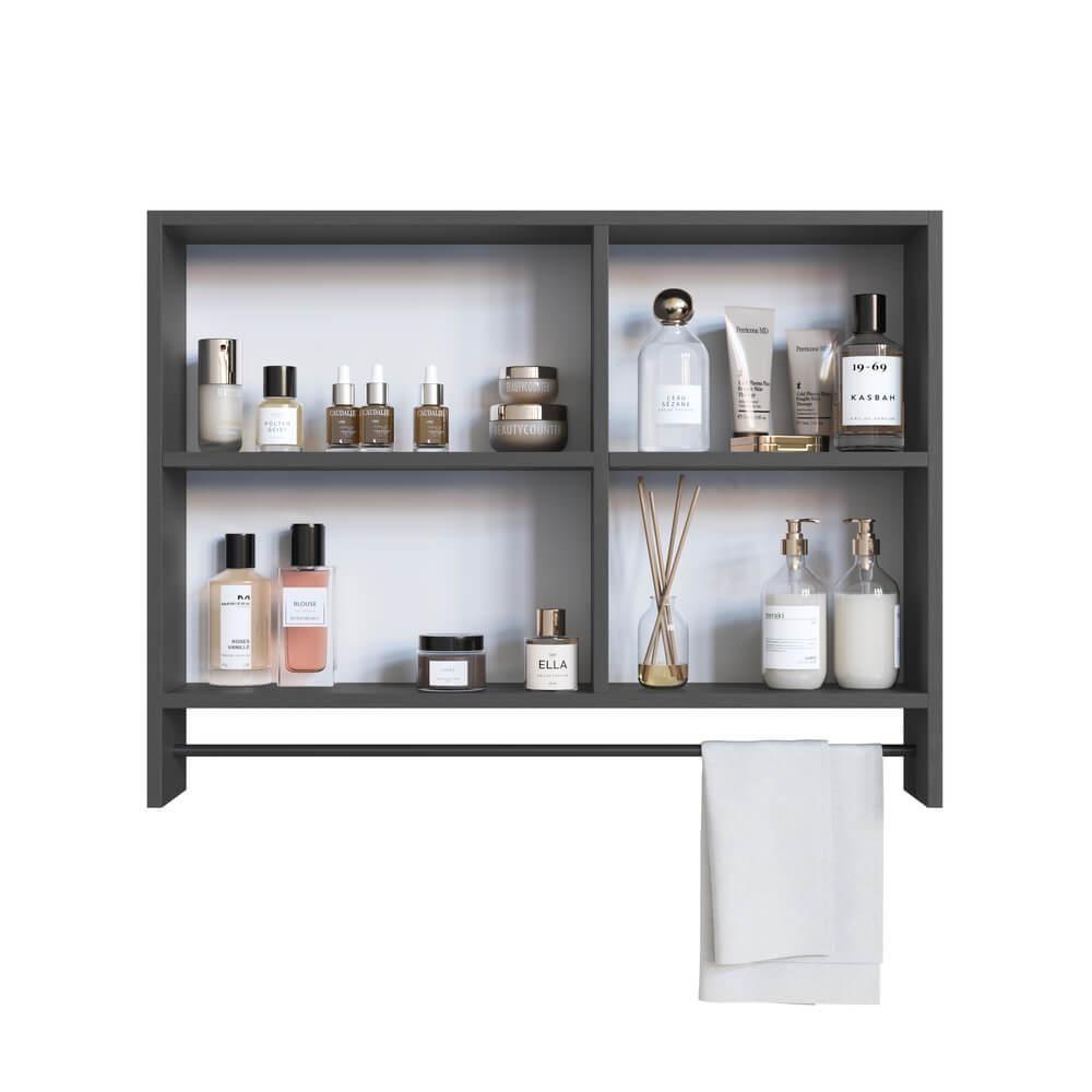 Armario Para Banheiro 01 Porta Com Espelho 80cm Grafite Proddy Grafite - 4