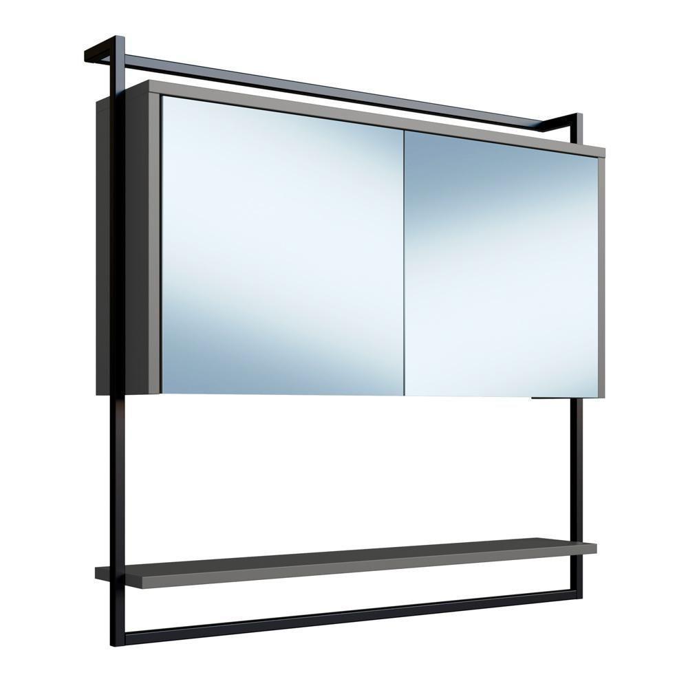 Armario Espelheira 80 Cm Com Toalheiro P1043 Grafite Pp Milani Store Grafite - 1