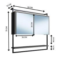 Armario Espelheira 80 Cm Com Toalheiro P1043 Grafite Pp Milani Store Grafite - 3
