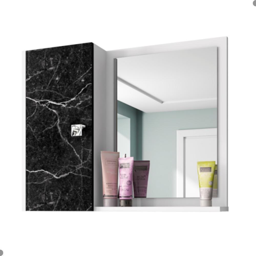 Espelheira Com 1 Porta Para Banheiro Macau Branco Nero - 3