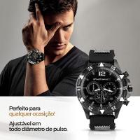 Relogio Masculino Preto + Pulseira + Cordão Prata Grumet Inoxidável Qualidade Premium Black Piano - 6
