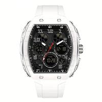 Relógio Esportivo à Prova D'água, Dupla Exibição Com Cronômetro E Despertador Branco - 1