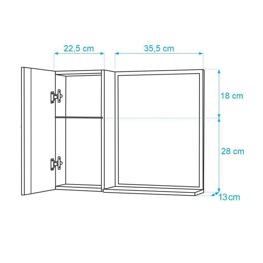 Armário para Banheiro com Espelho Carvalho Barra Vertical - 2