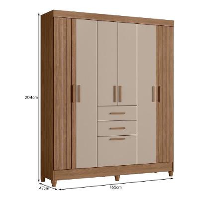 Guarda Roupa Solteiro Malta 7 Portas 2 Gavetas Carvalho-Fendi MDP