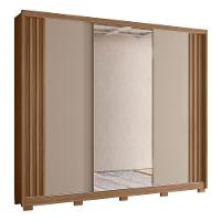 Guarda Roupa Casal Arizona 3 Portas Deslizantes Carvalho/fendi Com Espelho - Moval - 1