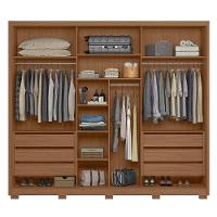 Guarda Roupa Casal Arizona 3 Portas Deslizantes Carvalho/fendi Com Espelho - Moval - 3