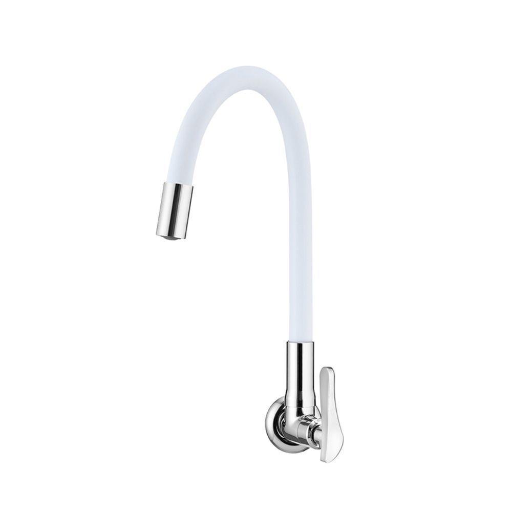 Torneira Lorenzetti Lorenflex 1178 W27 Com Bica Flexível De Parede Branca Branco - 1