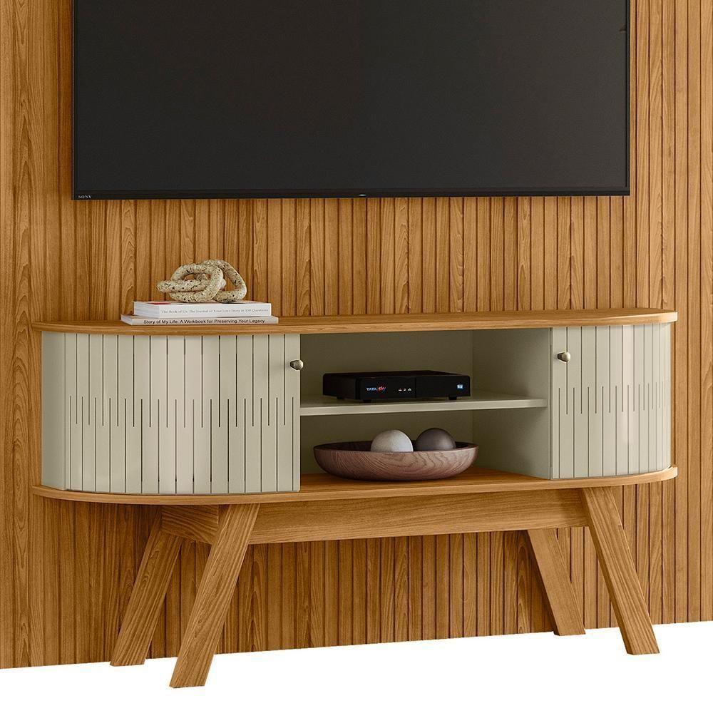 Rack Bancada Com Painel Silverstone Cumaru/opala Para Tv Até 75” - Madetec - 4