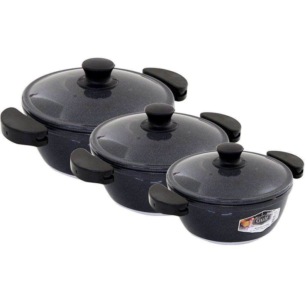 Kit Panelas Gulê Alumínio 2,2l 2,5l 3,5l 3 Peças Grafite - 1