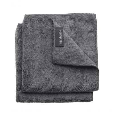 2 Panos De Limpeza Microfibra 30x30cm Brabantia Cinza Escuro