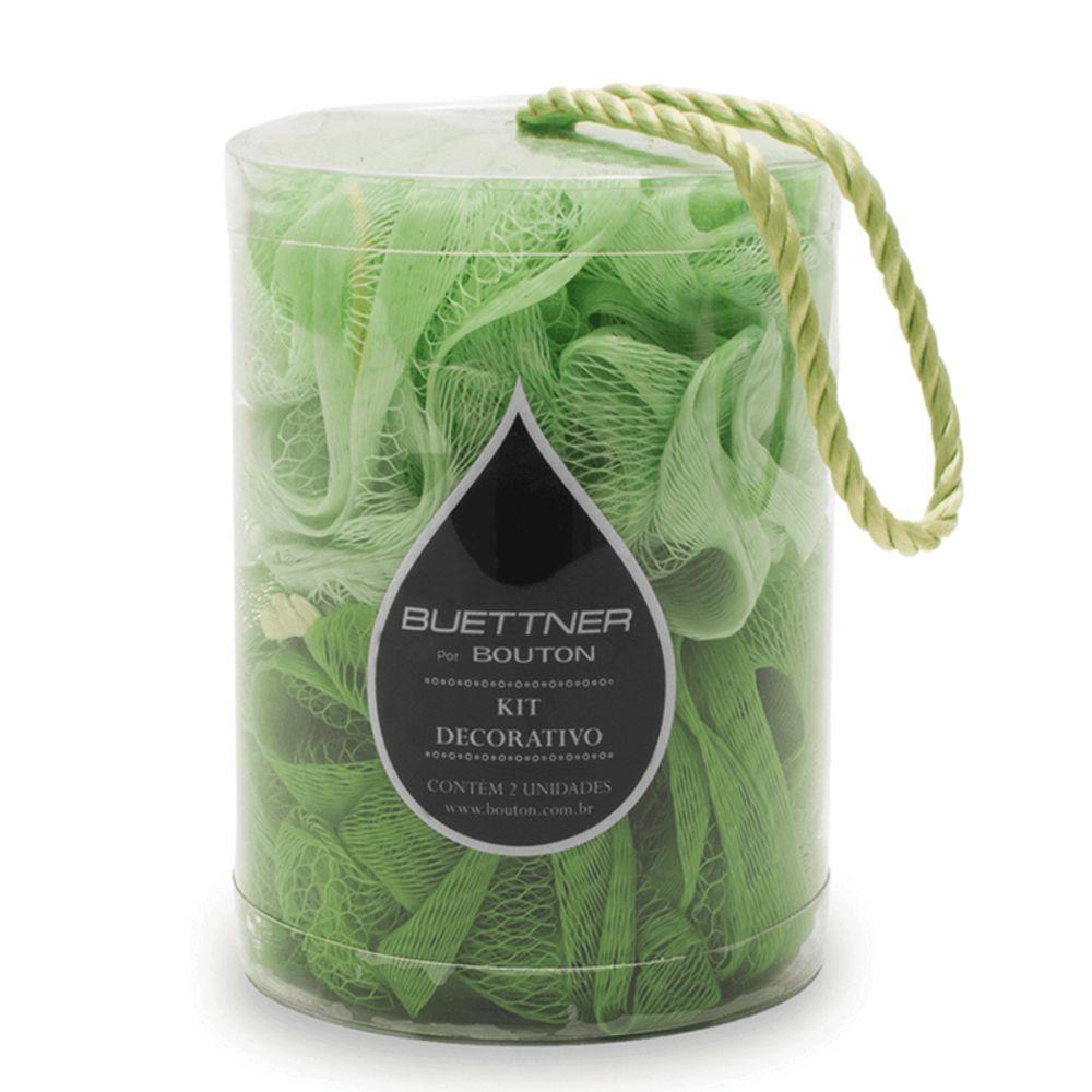 Esponja De Banho Buettner Pote C/ 2un C/ Cordão Nylon Verde - 2