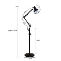 Luminaria Abajur Chao Articulada Pedestal Metal E27 Iluminaçao Quarto Sala Mesa Sofa Estudos Trabalho Leitura Decoraçao - 2
