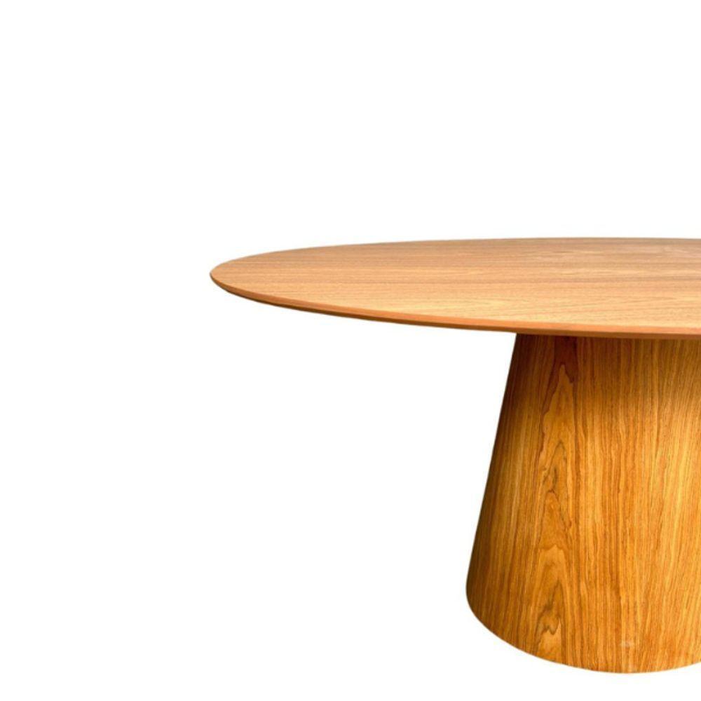 Mesa De Jantar Cone Oval 235x122 Cm Tampo Freijó Base Cimento Queimado Cor Marrom - 2