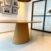 Mesa De Jantar Cone Oval 235x122 Cm Tampo Freijó Base Cimento Queimado Cor Marrom - 3