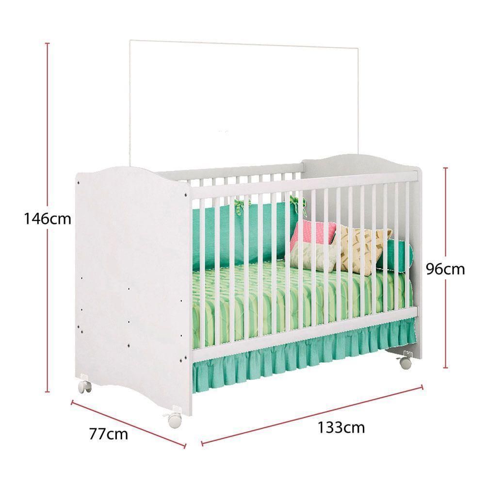 Berço Infantil Simples Com Rodízios Satriani Branco - 2