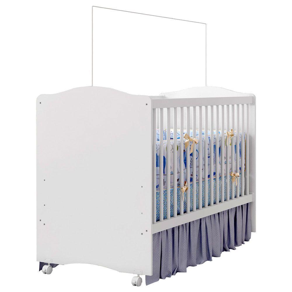 Berço Infantil Simples Com Rodízios Satriani Branco - 3