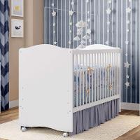 Berço Infantil Simples Com Rodízios Satriani Branco - 1