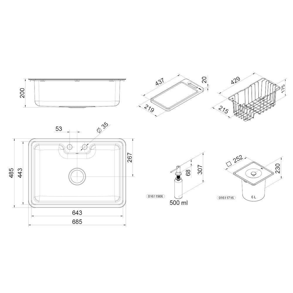 Cuba De Sobrepor/Embutir Em Aço Inox, Lixeira D/Embutir 6L - 2