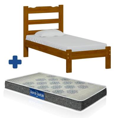 Cama Solteiro Madeira Imbuia Esmeralda Colchão Probel