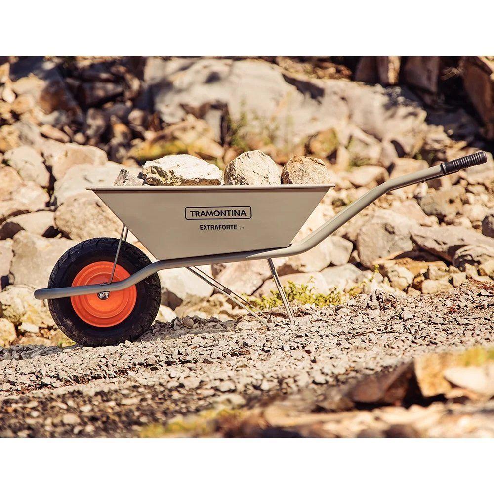 Carrinho De Mão Com Caçamba Metálica Cinza 65l - Tramontina - 4