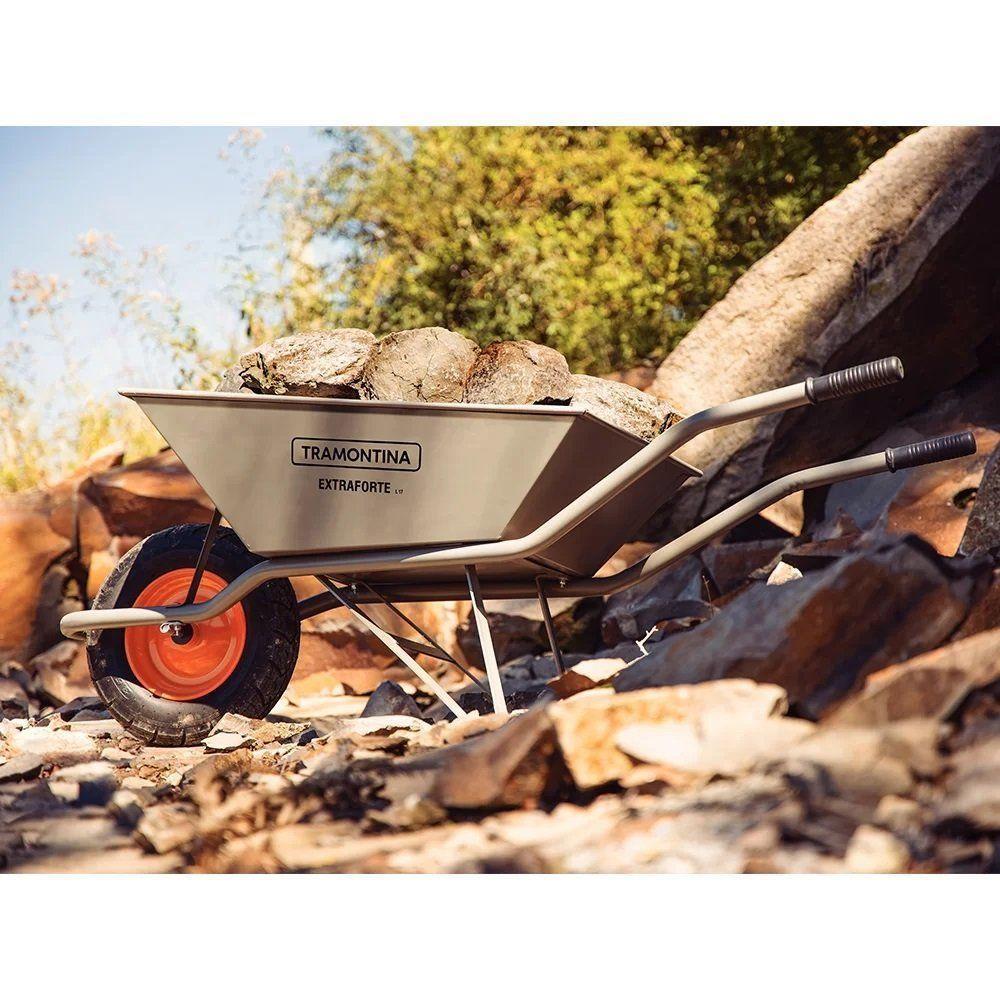 Carrinho De Mão Com Caçamba Metálica Cinza 65l - Tramontina - 6
