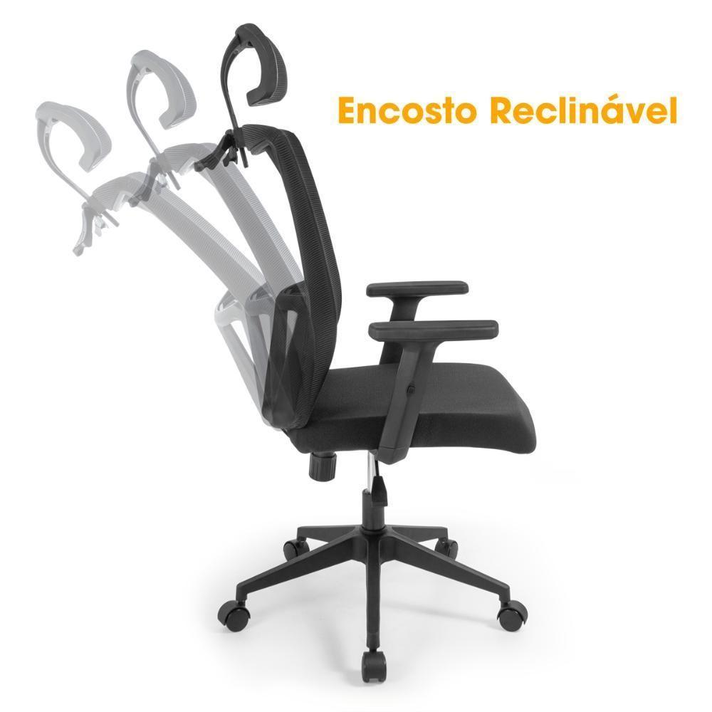 Cadeira De Escritório Ergonômica Imperial Com Apoio De Cabeça E Relax - Preto - 3
