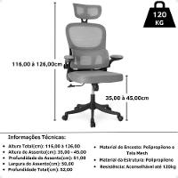 Cadeira De Escritório Giratória Executiva Viena Com Regulagem De Altura - Cinza|preto - 2