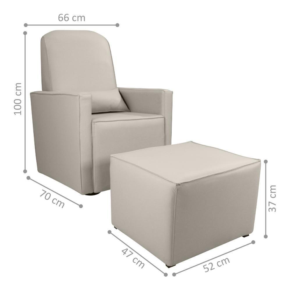 Poltrona Com Puff Para Maternidade Ibiza Corino Bege - 5