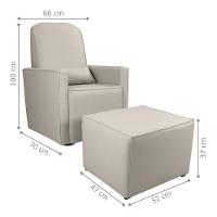 Poltrona Com Puff Para Maternidade Ibiza Corino Bege - 2