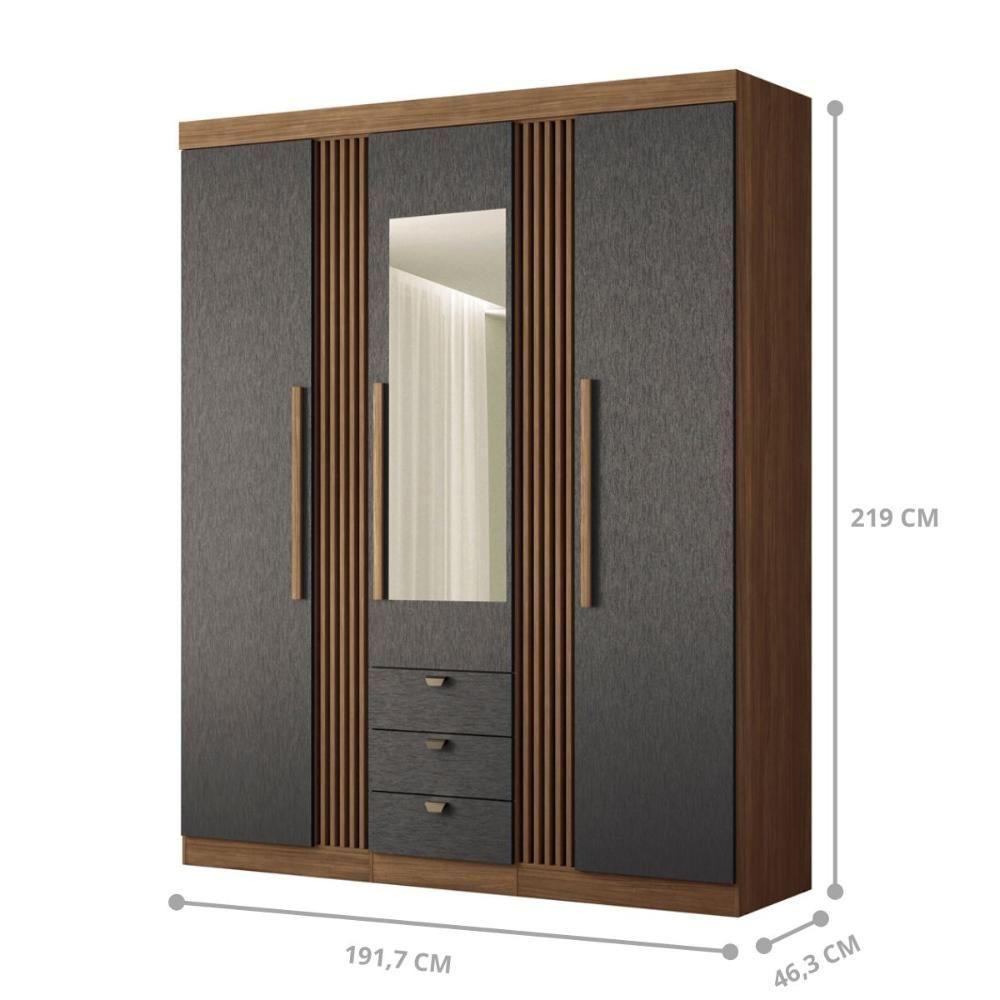 Conjunto De Quarto Jasmine Com Espelho Jatoba Grafite - 2