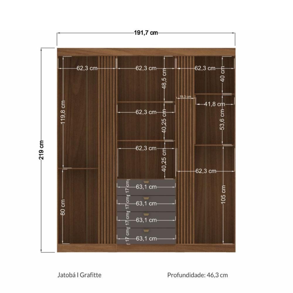 Conjunto De Quarto Jasmine Com Espelho Jatoba Grafite - 4