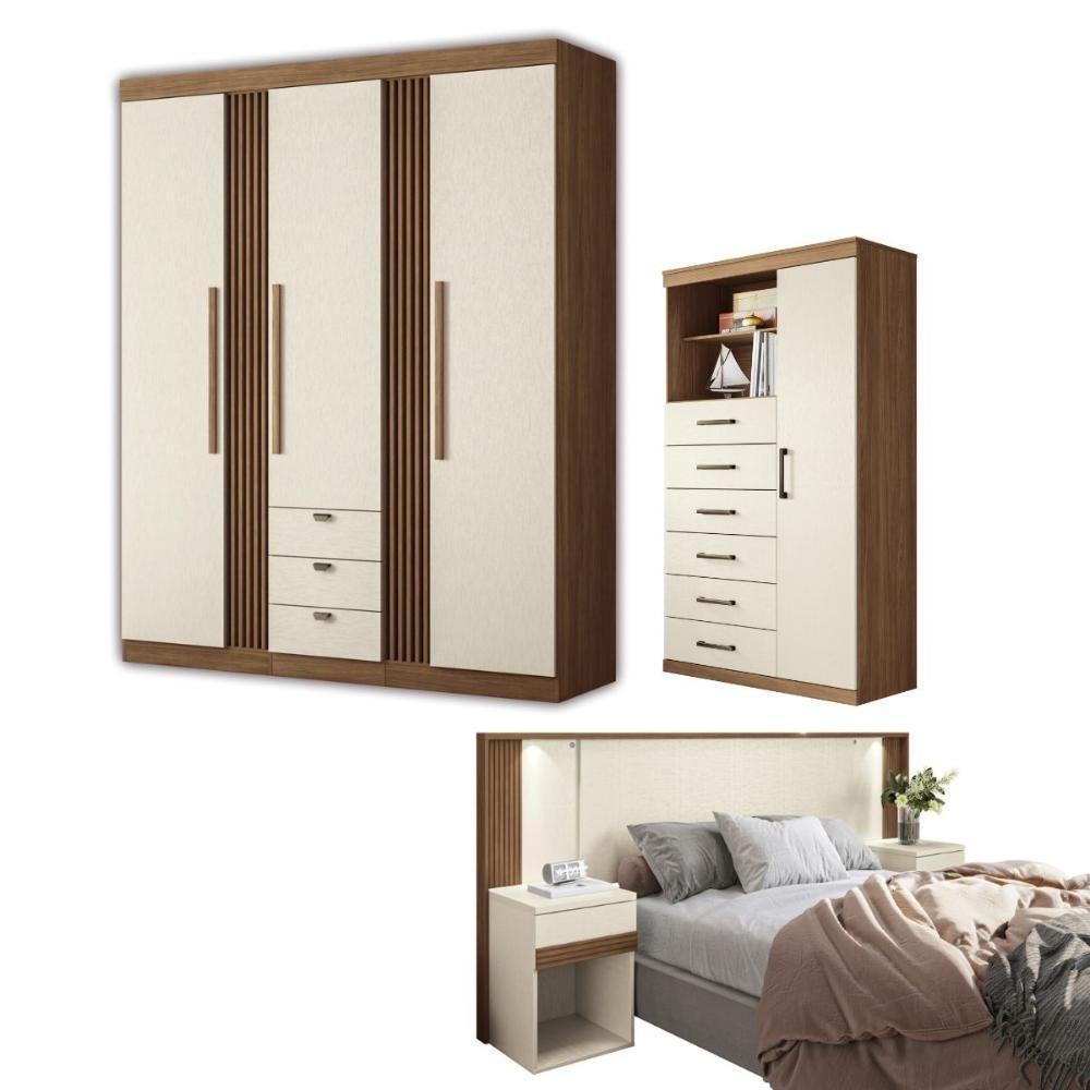 Conjunto Quarto Completo Veneza Jatoba Areia - 1