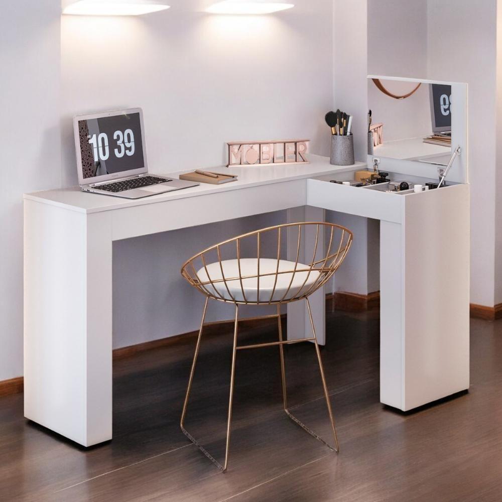 Escrivaninha Penteadeira Justin Branco Fosco - 1