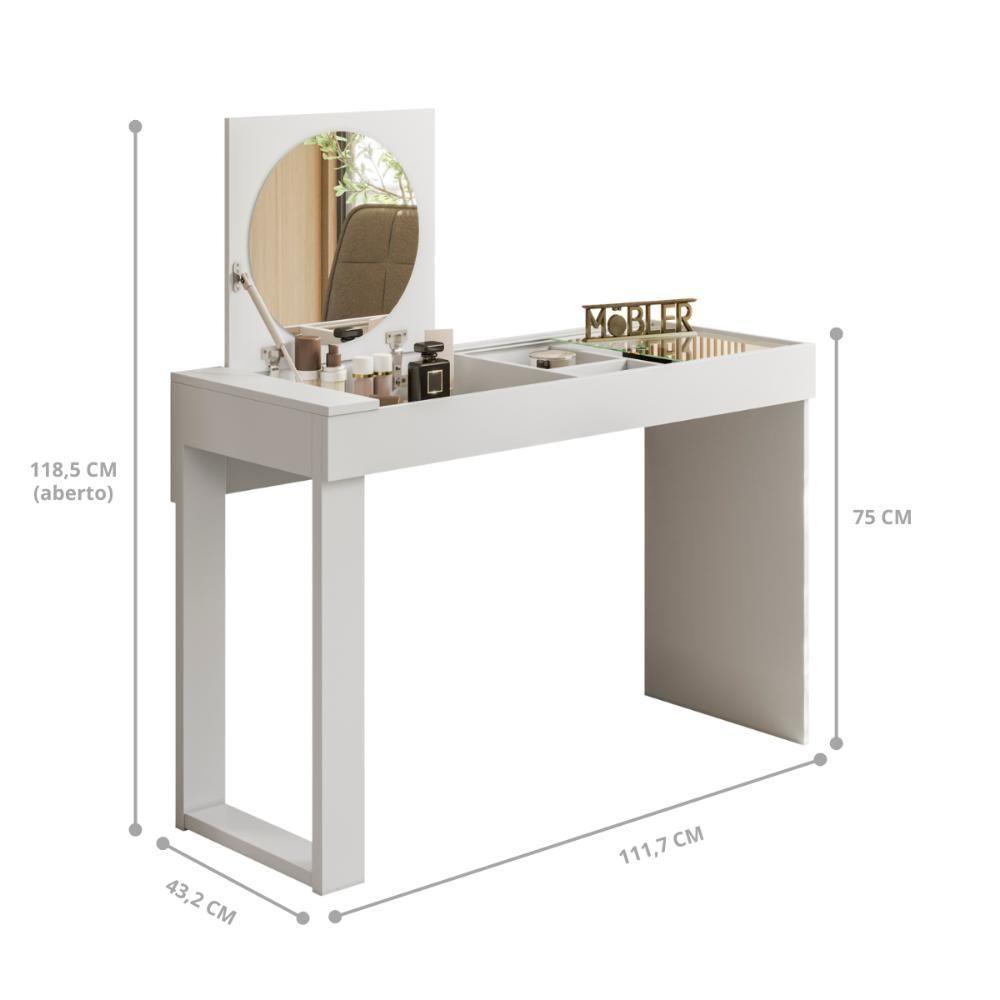 Escrivaninha Penteadeira Com Espelho Midletown Branco Fosco - 3