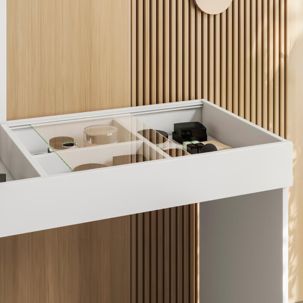 Escrivaninha Penteadeira Com Espelho Midletown Branco Fosco Cinamomo - 4