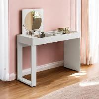 Escrivaninha Penteadeira Com Espelho Amalia Branco Fosco - 1