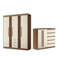 Kit Guarda Roupa E Cômoda Sheldon Jatoba Areia - 1