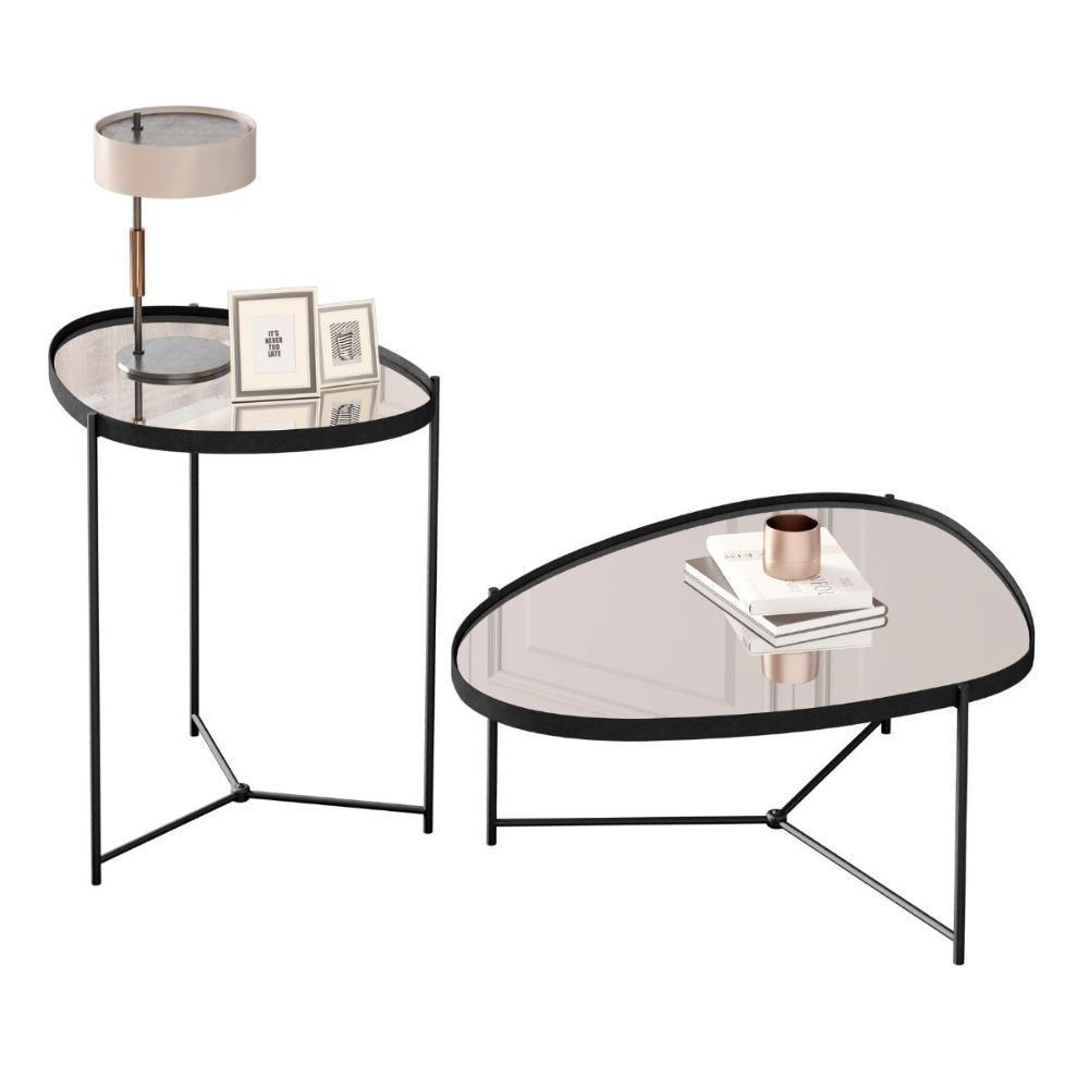 Jogo De Mesas Bergamo Preto Preto Fosco - 1