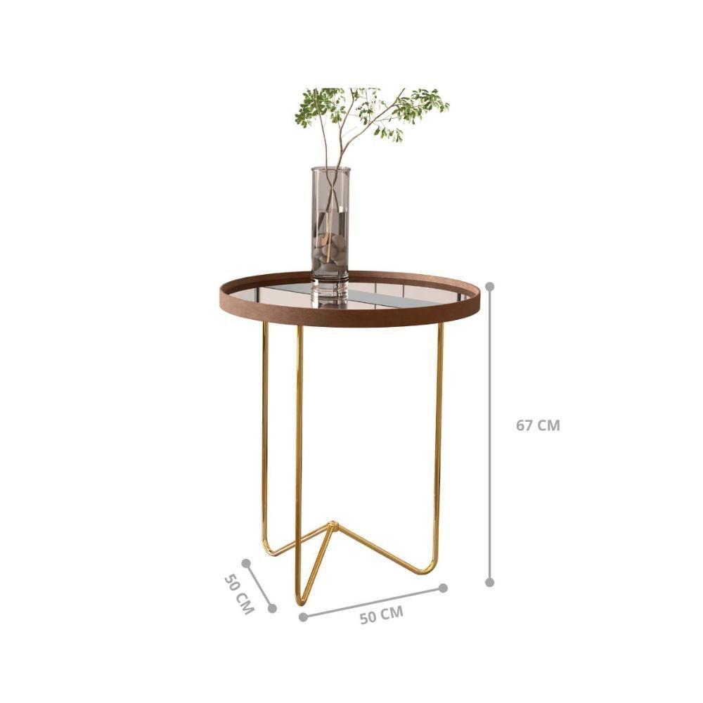 Jogo De Mesas Liechtestein Castanho Dourado - 5