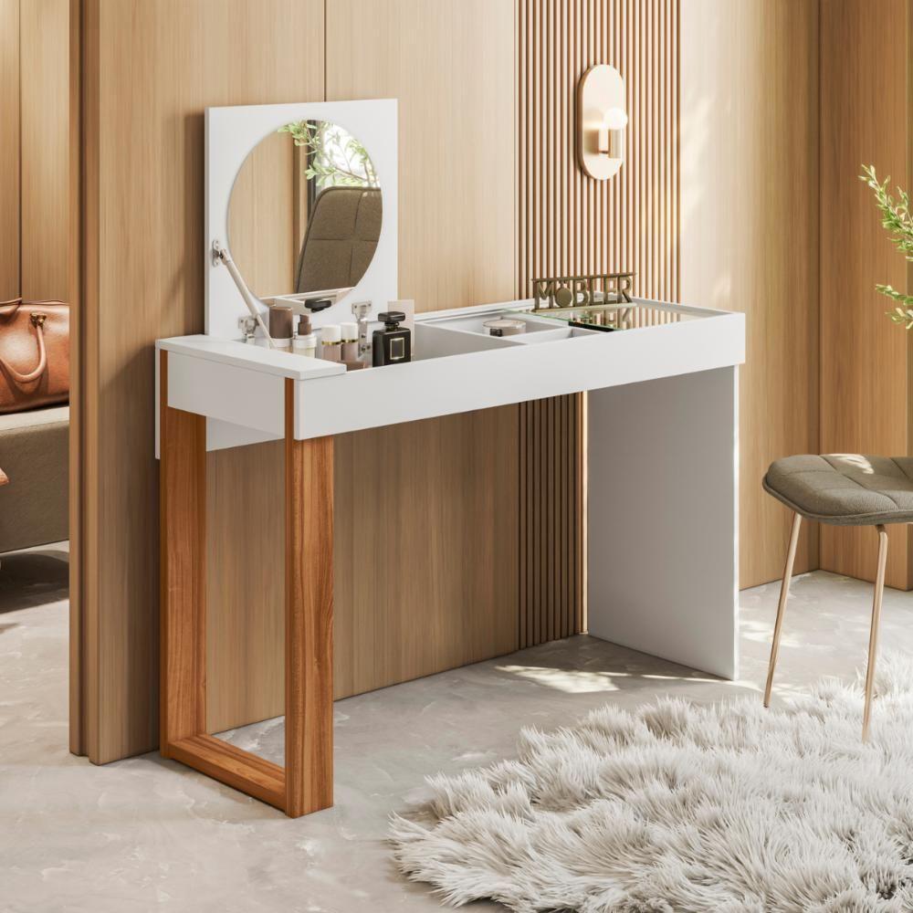 Escrivaninha Penteadeira Com Espelho Aura Cinamomo - 1