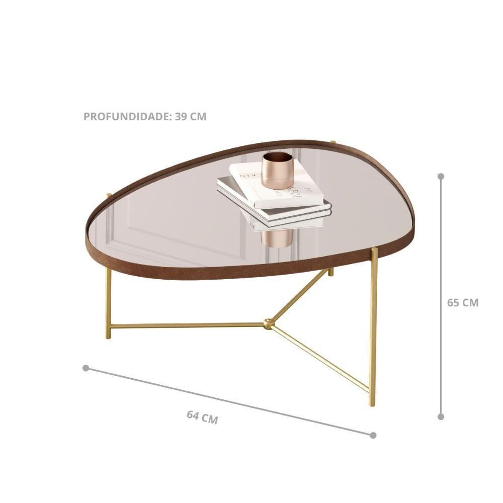 Jogo De Mesas Bergamo Castanho Dourado - 2