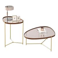 Jogo De Mesas Bergamo Castanho Dourado - 1