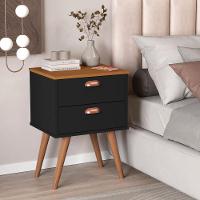 Mesa Cabeceira 2 Gavetas La Plata Preto Nature - 1