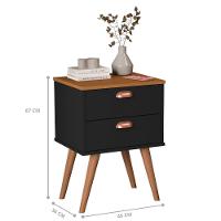 Mesa Cabeceira 2 Gavetas La Plata Preto Nature - 3
