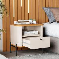 Conjunto Mesa De Cabeceira Malta Off White Nature Preto - 4